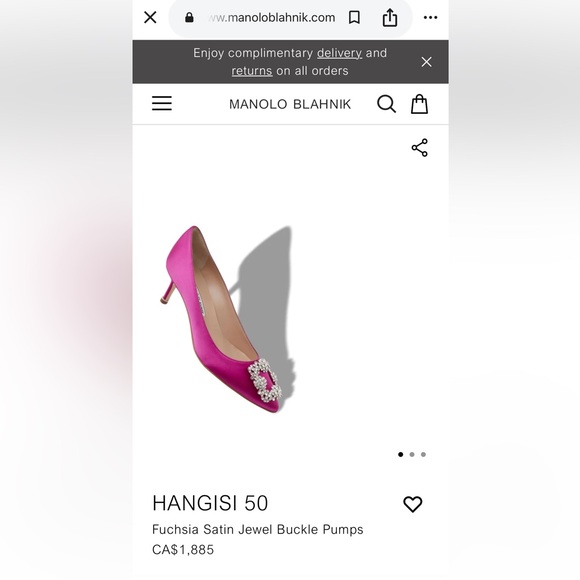 Manolo Blahnik Hangisi 50 Satin Pumps – Fuchsia Pink - Picture 6 of 8